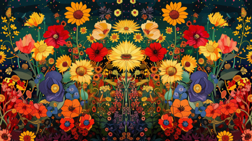 Art Deco Flower Garden Symmetry