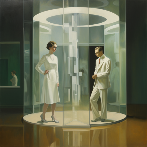 Woman enclosed in stunning art deco hospital hall