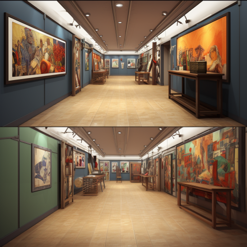 Art studio with artistic decor