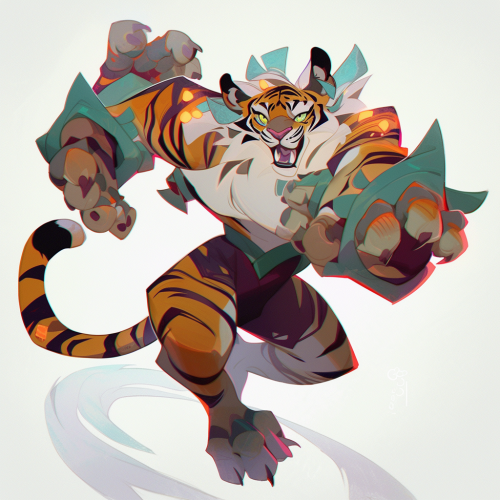 Art Deco tiger fursona illustration