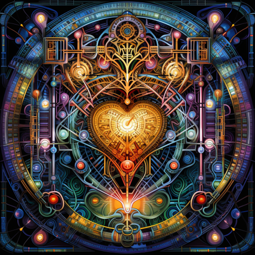 Intricate Art Nouveau image with occult symbols