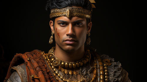 Close-up portrait of Ashoka the Great