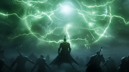 Asian Greek sci-fi warriors fractal forceshield