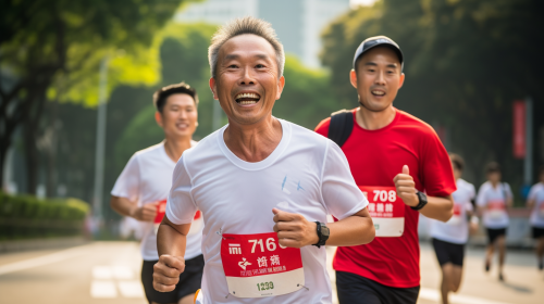Asian Marathon Runner with Number 52