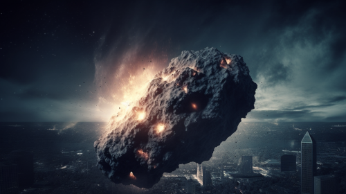 City under attack by asteroid City under attack by asteroid