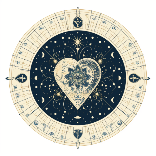 Astrology heart shape in Renaissance flat minimalist design