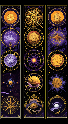 Astrology Tarot with Spiral Universe, Infinity Symbol, Moon, Sun Astrology Tarot with Spiral Universe, Infinity Symbol, Moon, Sun