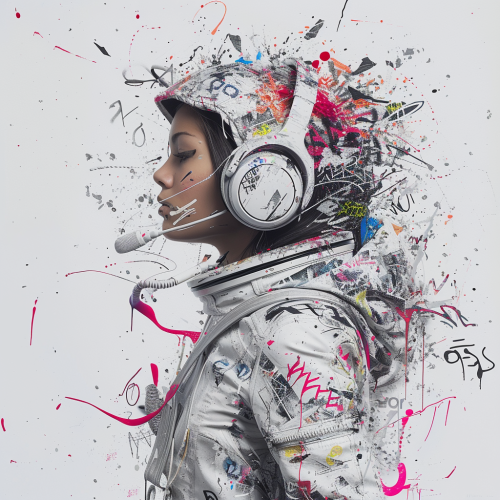 Astronaut Wearing Headphones Wildstyle Graffiti ALT text image