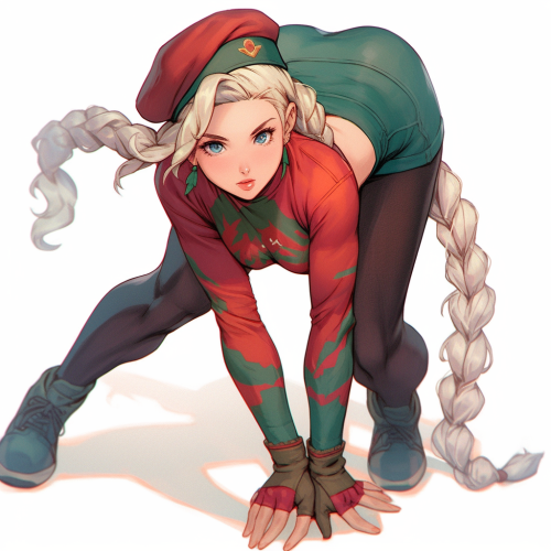 Blonde in Green Leggings and Combat Top Blonde in Green Leggings and Combat Top
