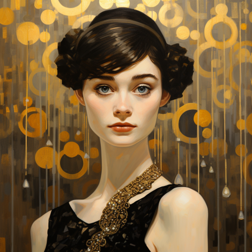 Audrey Hepburn close up Gustav Klimt style