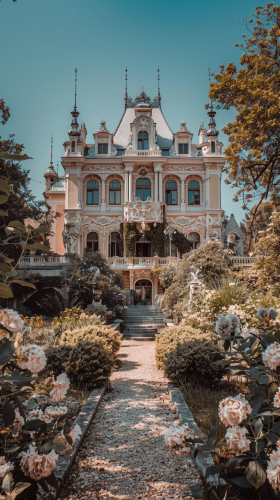 Opulent Austrian castle in lush gardens
