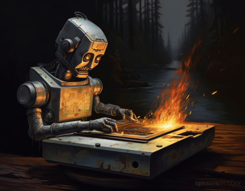 Automaton Robot Copy Lazer Fantasy Illustration