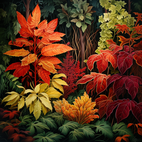 Autumn leaves and plants photo