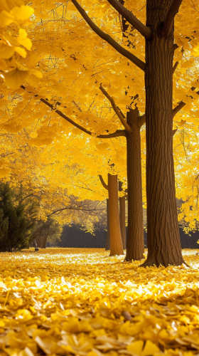 Ginkgo Trees with Golden Leaves