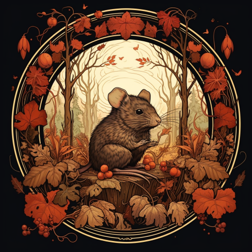 Beautiful autumn field mouse illustration