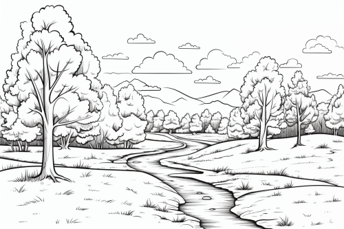 Autumns Landscape Coloring Page Image