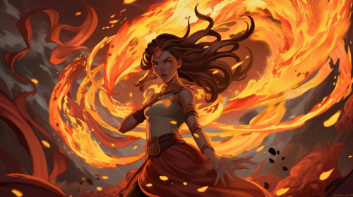 Digital art of fierce female firebender ?