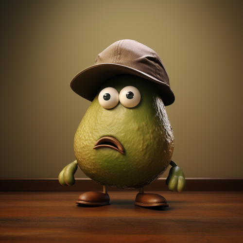 Avocado with Mr Potato Head wearing Burberry cap