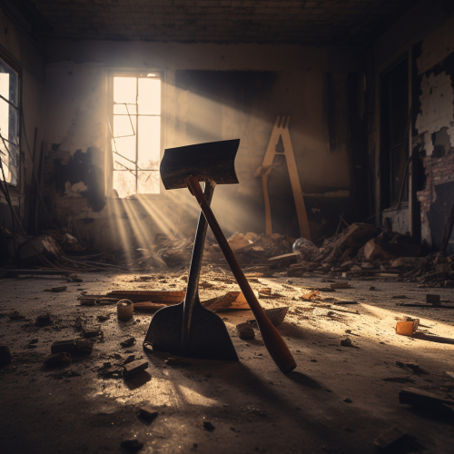 Axe in Abandoned Building Poster