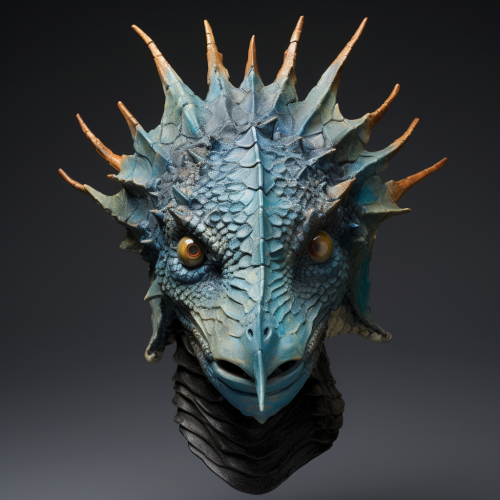 Half mask of azure scales and horn Half mask of azure scales and horn