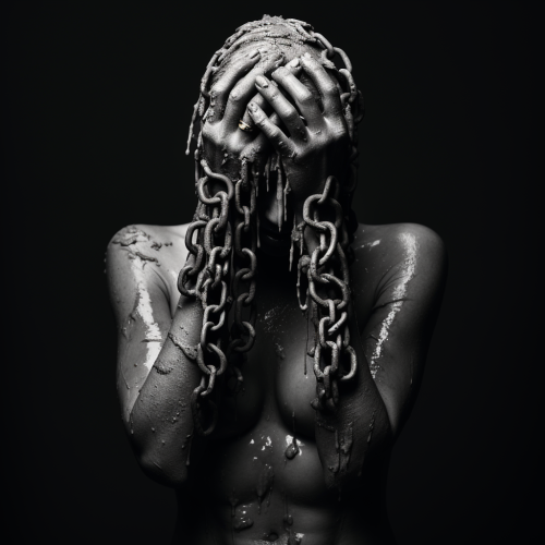 Black and white sculpture hand chain