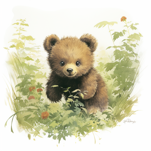 Adorable baby bear cub illustration