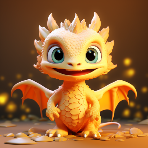 Cute Baby Dragon with Smiling Expression