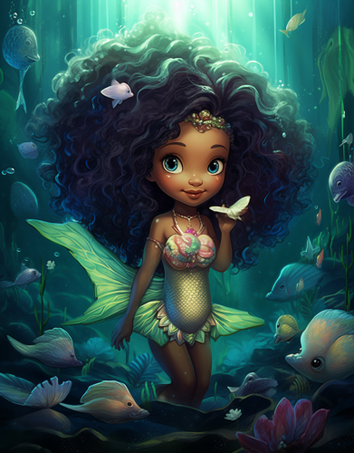 Cute Baby Fairy Mermaid with Seashells Cute Baby Fairy Mermaid with Seashells