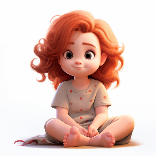 Adorable baby girl sitting with ginger hair