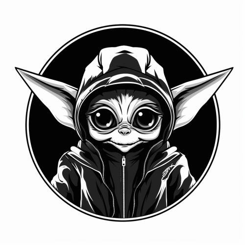 Cute Baby Yoda Logo in Leather Jacket