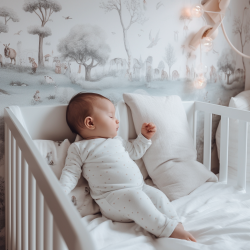 Baby sleeping peacefully in a serene environment