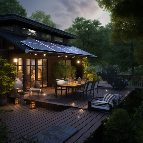 Solar panel textured backyard deck