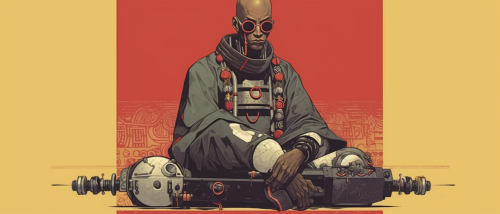 Bald Black Male Samurai Illustration