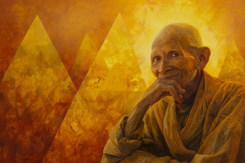 Balding Elderly Man with Golden Aura Smiling