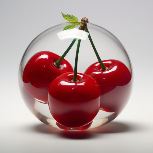 Colorful ball with printed cherries