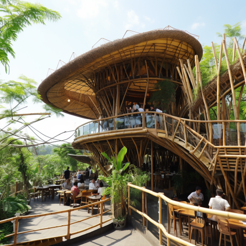 Unique bamboo cafe with stunning architecture Unique bamboo cafe with stunning architecture