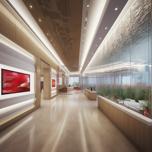 Interior of modern banking experience hub