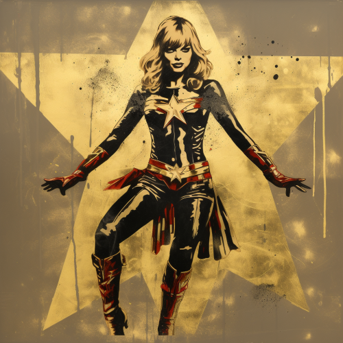 Banksy's Gold Taylor Swift as Spiderwoman Artwork