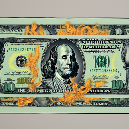 Colorized dollar bill print in matte photo style