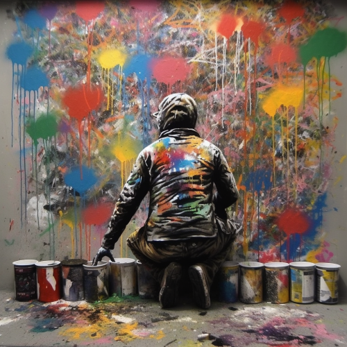 Colorful Bansky Painting Artwork