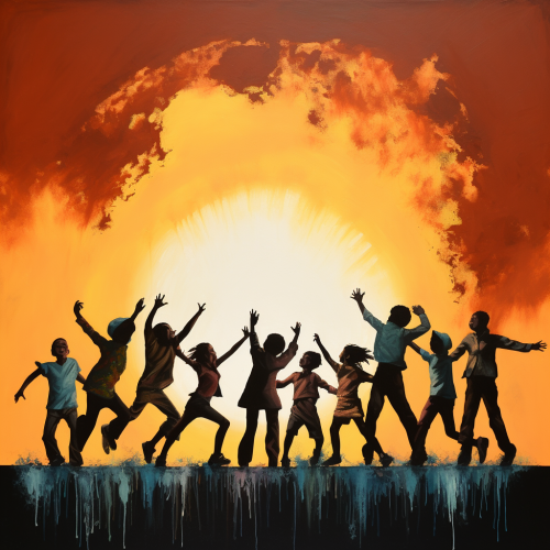 Children enjoying a round dance around the earth.