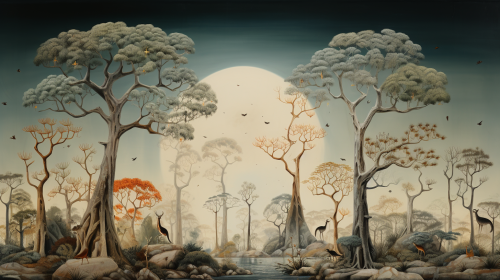 Beautiful Baobab Trees in De Gournay Style Beautiful Baobab Trees in De Gournay Style