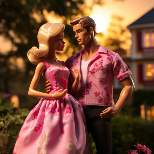 Barbie and Ken Embrace at Sunset Dress