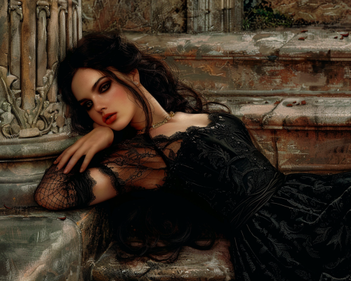 Dark Haired Baroque Woman Painting