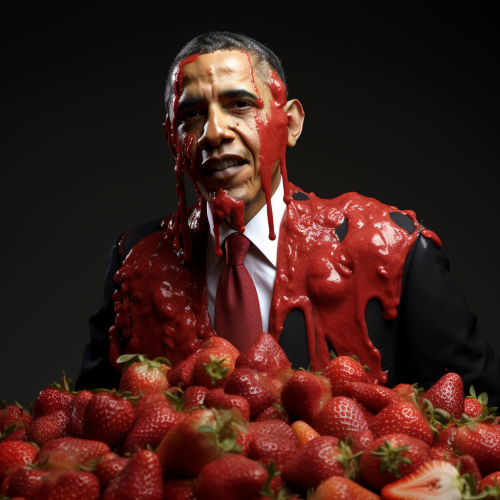 Barack Obama covered in strawberry jam Barack Obama covered in strawberry jam