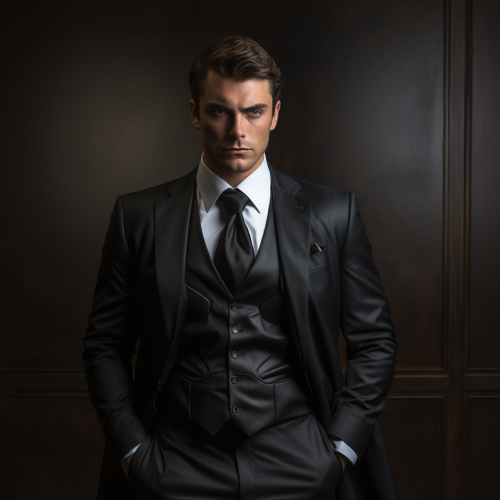 Batman wearing suit and tie