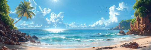 Beach Palm Tree Surfboard Love Calm