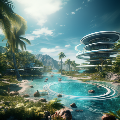 Beautiful Beach Resort on Saturn Rings