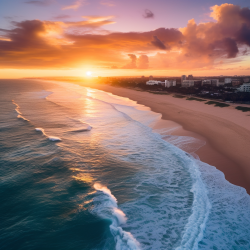 Stunning aerial view of sunny beach