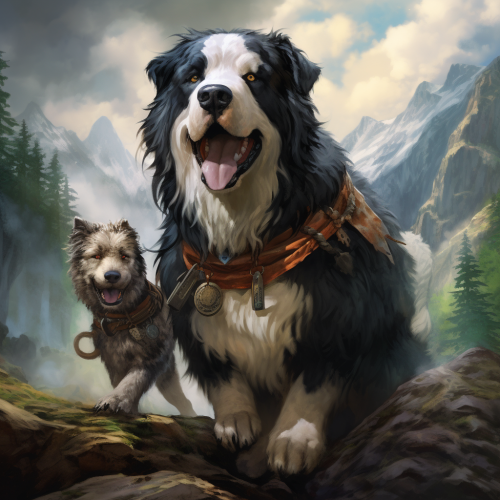 Fantasy artwork of bear border collie hybrid